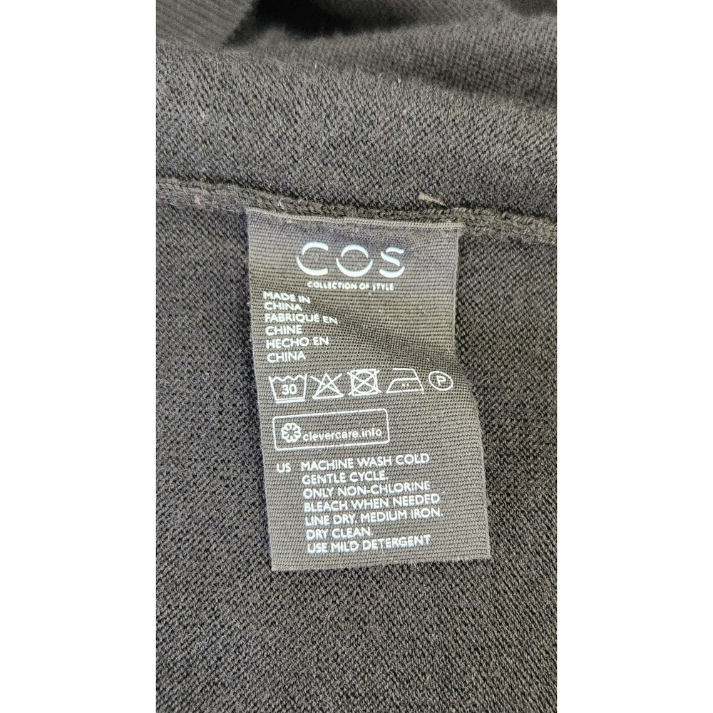 COS Mock Neck Wool A-Line Mini Dress Women S Black Long Sleeve Minimalist Luxury - Picture 5 of 9
